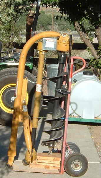Post hole Digger Stand using hand truck