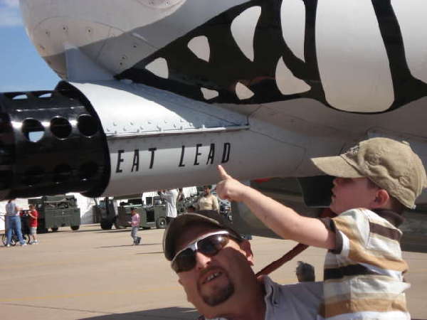 Me and my grandson with an A-10 Thunderbolt (Wart hog)
