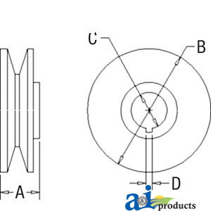 A-GLU5000 PULLEY 1V-GROOVE W/ KW   
